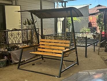 крыша дом: Садовые качели Металл, Со спинкой, С крышей — 2