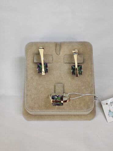 свадебные наборы ручной: Серебряный комплект с камнями Мистик Серебро напыление золото 925 — 3