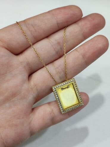 украшение шампанского для свадьбы: Серебряный Цепочка с подвеской Серебро с напылением жёлтое золото 925 — 4