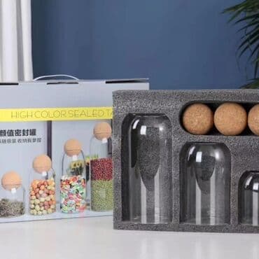 специй: Набор стеклянных банок, с пробковой крышкой. • 4 стеклянные баночки • — 2