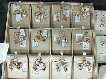 золотые гвоздики: Серьги, Проба 585, Фианит, Женские, Парный набор — 10