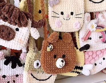 Вязаная детская сумочка в виде медвежонка - Материал: мягкая at lalafo.kg Вязаная детская сумочка в виде медвежонка - Материал: мягкая