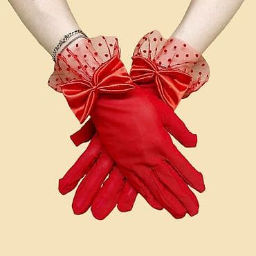 перчатки кружевные: Ажурные женские перчатки с бантом и манжетой из сетки - Элегантные — 1
