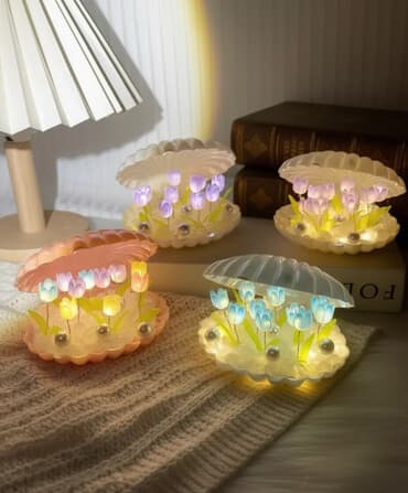 декорации для аквариума: ✨ Светильник-ракушка с тюльпанами — нежный декор, который покорит с — 1