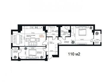 seven development: 3 комнаты, 110 м², Золотой квадрат Элитка, 9 этаж, ПСО (под самоотделку) — 1