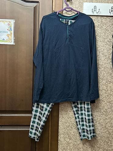 гавайская рубашка: Мужской домашний костюм, 3XL, Новый, цвет - Синий, Самовывоз — 1