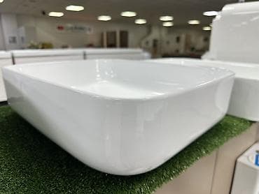 столешница в ванную комнату: Раковина для ванной, Особенности: Глянцевое, Квадратная форма, Материал: Керамика — 1