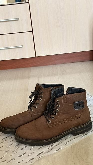 сапоги мужские зимние: Мужские кожаные ботинки-берцы, коричневые. Ботинки практически новые — 3