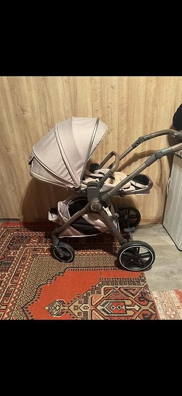 Детская коляска 2-в-1 (люлька + прогулочный блок), цвет бежевый