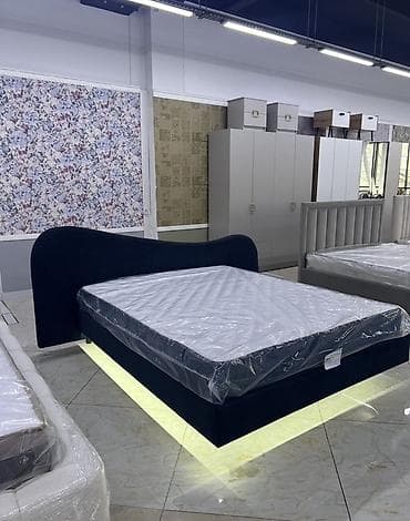 Кровать с подсветкой и мягким изголовьем - Современная парящая — 3