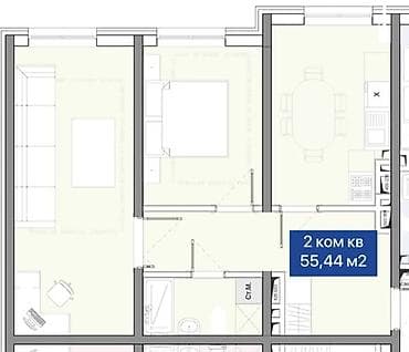 4: 2 комнаты, 50 м², Пригородное с. Элитка, 4 этаж, ПСО (под самоотделку) — 2