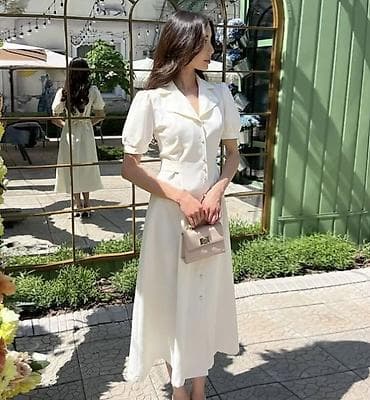 платье: Повседневное платье, Лето, Длинная модель, Платье-рубашка, XS, S, M — 4