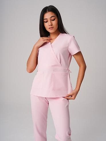 Женский медицинский комплект (топ + брюки) - Фасон: кимоно с запахом
