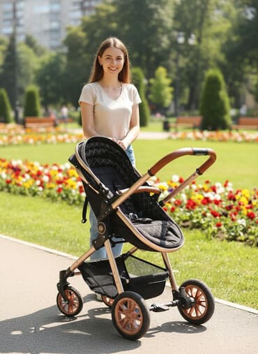 Коляска, цвет - Черный, Б/у