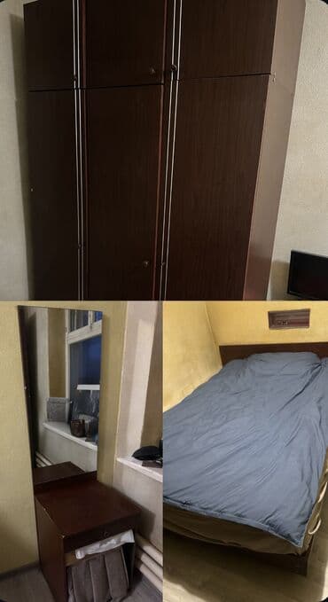 Спальный гарнитур, Двуспальная кровать, ДСП, цвет - Коричневый