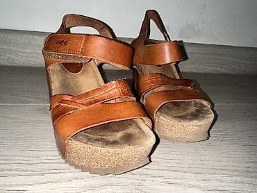 босоножки на платформе: Женские сандалии на танкетке Hee - Материал верха: натуральная — 2