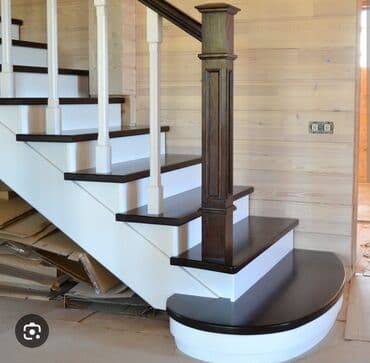 Дизайн, проектирование: Деревянная лестница Для дома, Форма лестницы: П-образная — 28