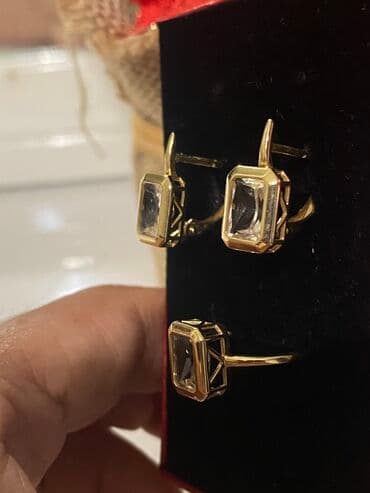золотые серьги бу: Золотой набор! Желтое золото Италия ! Эксклюзив - натуральный камень — 6
