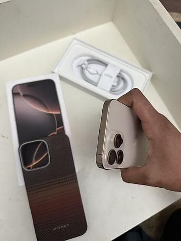 сары булун: IPhone 16 Pro Max, Жаңы, 256 ГБ, Desert Titanium, Куту, 98 % — 3