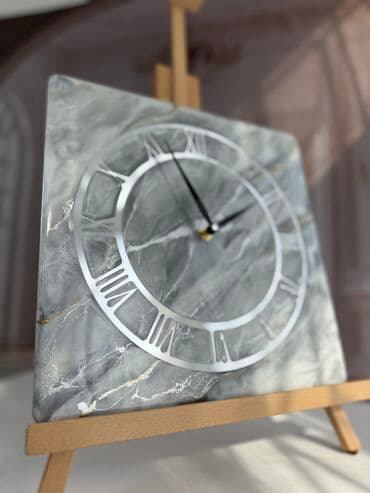3д часы на стену: Настенные часы в стиле «серый мрамор» - Ручная работа -размер — 3