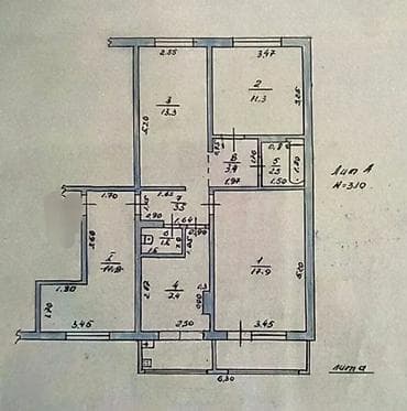 Батирлер: 4 бөлмө, 80 м², 105-серия, 4 кабат — 3