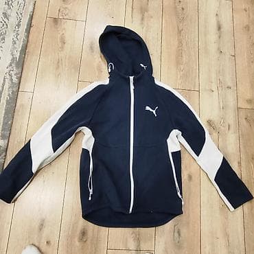 синие джинсы: Мужская спортивная толстовка Puma на (original)молнии с капюшоном — 1