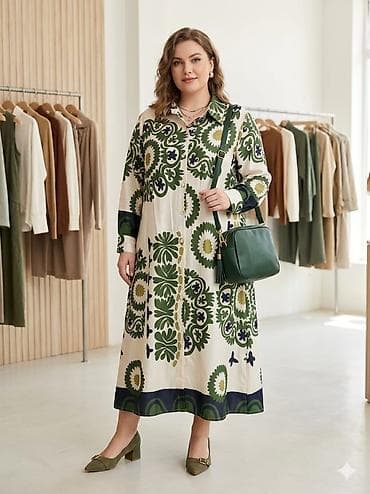 джинсы чёрные: Повседневное платье, Китай, Длинная модель, Платье-рубашка, 3XL, 4XL, 5XL — 1