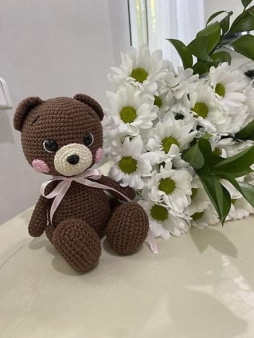 кукла лабубу: Вязаные игрушки амигуруми — ручная работа. - Медвежонок: коричневый — 1