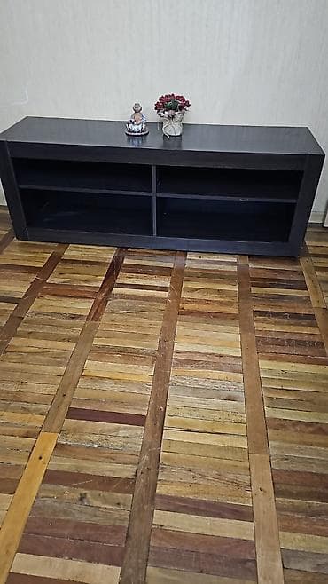 буу мебелдер: Телевизордун шкаф жана стенди, Полго орнотулма, МДФ, Өзү алып кетүү, түсү - Күрөң — 5