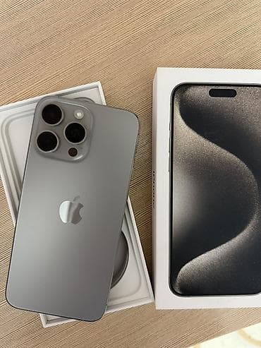 Техника и электроника: IPhone 15 Pro Max, титановый корпус (цвет — титаново‑серый). В — 1