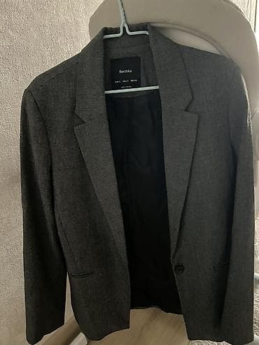 Жакет Bershka - Классический серый цвет, меланж. - Прямой крой