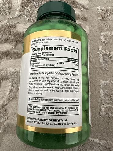 магний b6: Магний глицинат, Для костей, Nature’s Bounty, Универсальный, США, Капсулы, Новый — 2