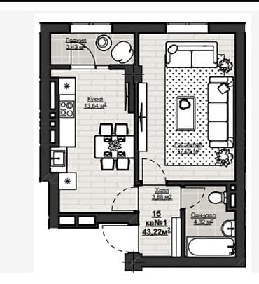 дом на иссык куле купить: 1 комната, 44 м², Элитка, 14 этаж, Готовая ПСО (под самоотделку) — 1