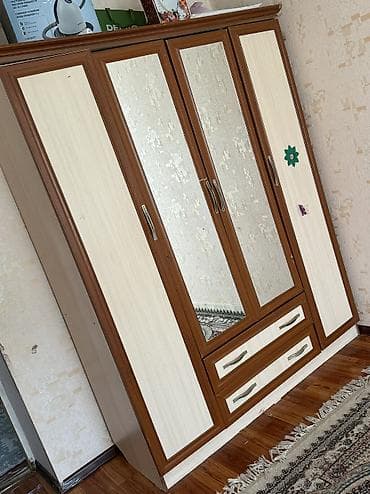 дневной свет: Спальный гарнитур, Б/у, Двуспальная кровать, Шкаф, Комод, ДСП, Самовывоз — 2