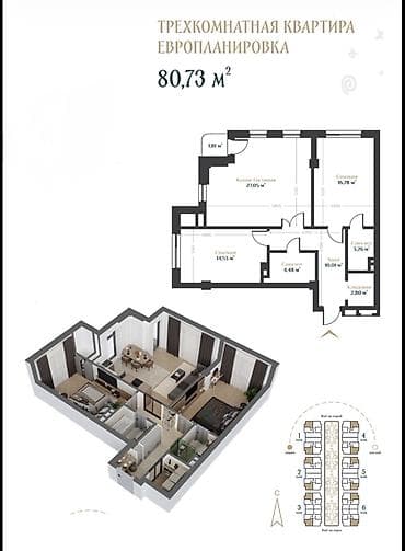 срочно только нал: 3 комнаты, 81 м², Элитка, 3 этаж, Готовая ПСО (под самоотделку) — 5