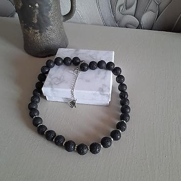 Сулуулук жана ден соолук: Стильный лаконичный чокер из вулканической лавы, ручная работа — 2