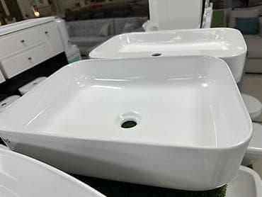 столешница в ванную комнату: Раковина для ванной, Особенности: Глянцевое, Квадратная форма, Материал: Керамика — 2