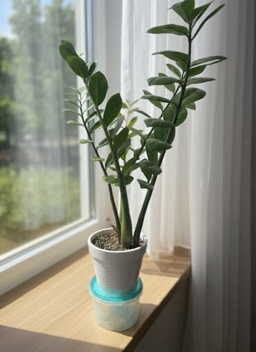 Замиокулькас (долларовое дерево) в горшке - Неприхотлив: переносит