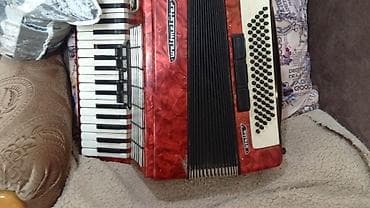 Аккордеон (гармоника) с ремнями - Корпус из красного перламутрового