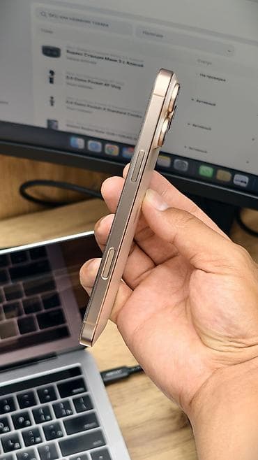 IPhone 16 Pro Max, Б/у, 256 ГБ, Desert Titanium, Защитное стекло, 91 % — 4