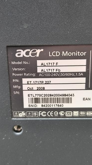 mini atx: Acer AL1717 Fb — 17-дюймовый ЖК‑монитор формата 5:4. Рабочий 100%. На — 3