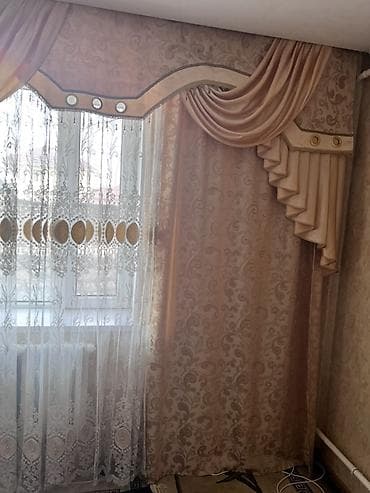 small table: Комплект штор, Жаккард, С ламбрекеном, Готовое изделие, Для зала — 1