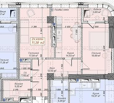 Квартиры: 2 комнаты, 72 м², Элитка, Готовая ПСО (под самоотделку) — 2