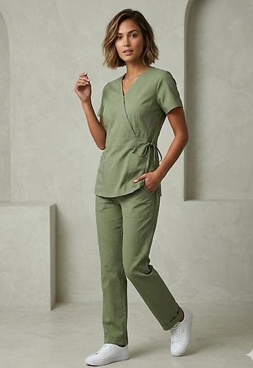 кожа брюки: Женский медицинский комплект (топ + брюки), цвет — 3