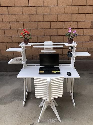 детский компьютерный стул, кресло: Комплект офисной мебели, Полка, цвет - Белый — 4