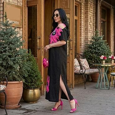 льняное: Повседневное платье, Лето, Длинная модель, Лен, Прямое, 3XL, 4XL, 5XL — 1