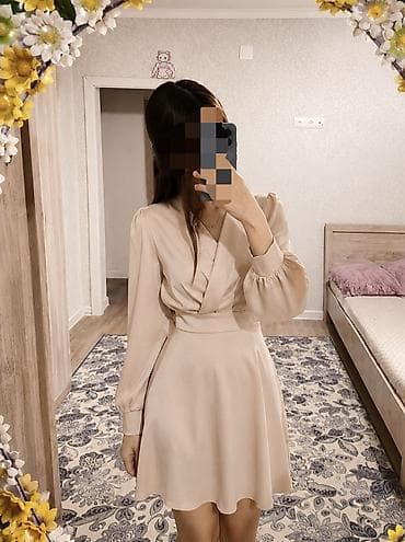 бежевое платье: Нежное, аккуратное платье — 1