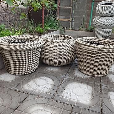 4 pot: Плетёные уличные кашпо/горшки для растений - Материал: искусственный — 3