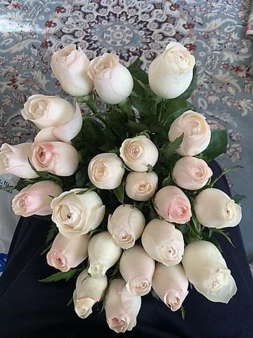 вечная роза: Букет из кремово-белых роз (около 21 бутонов) - Классические розы с — 2