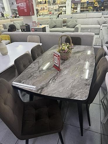 кухонный сервант: Обеденные столы столешницей под мрамор - Столешницы: крупноформатная — 2